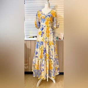 NWT & Other Stories linen blend bustier midi dress in floral size S